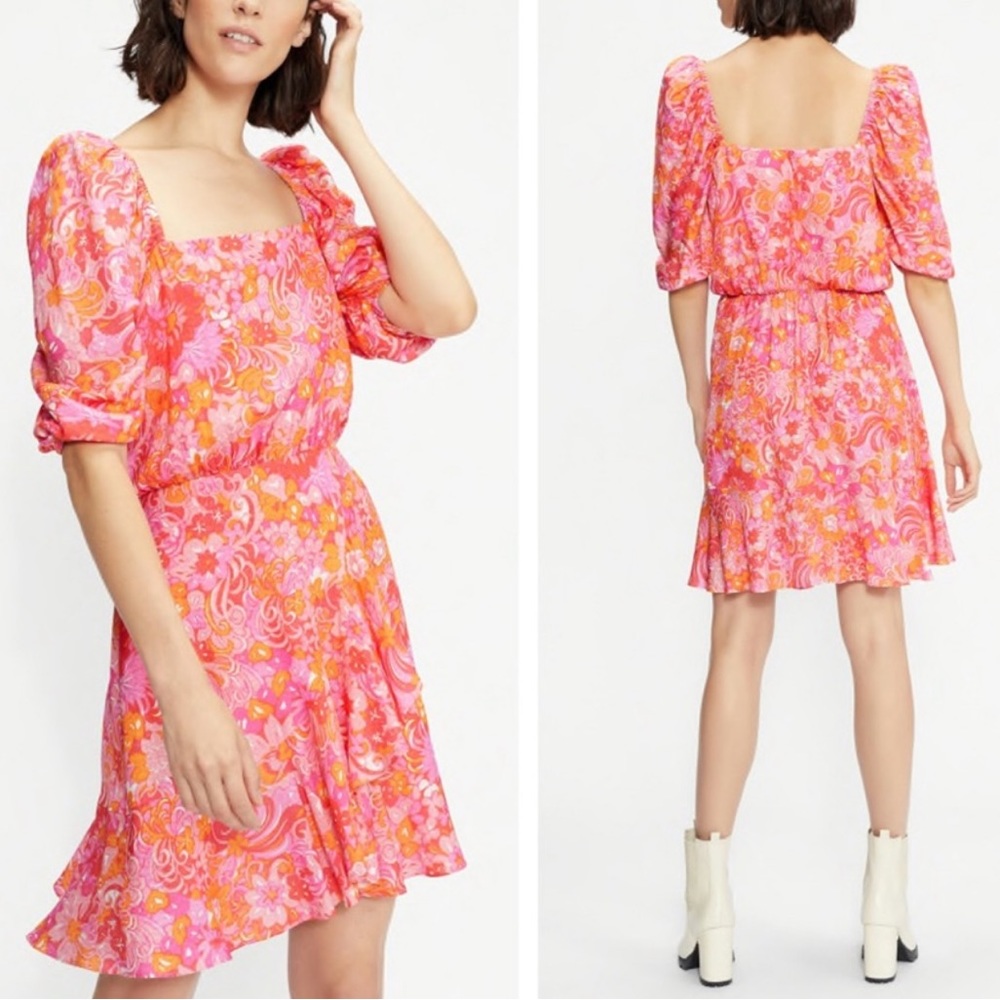 Ted Baker Bethha Floral Paisley Short Sleeve Wrap Skirt Mini Dress Pink 14 NWT